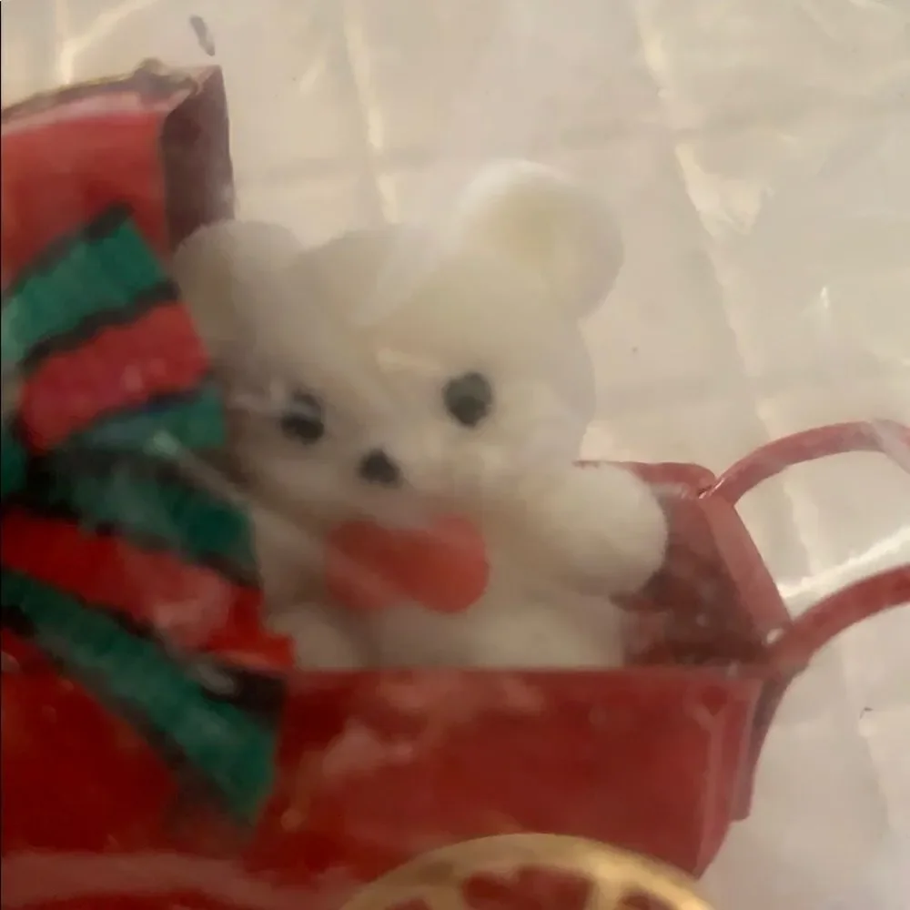 Vtg Enesco teddy‎ bear in baby carriage ornament